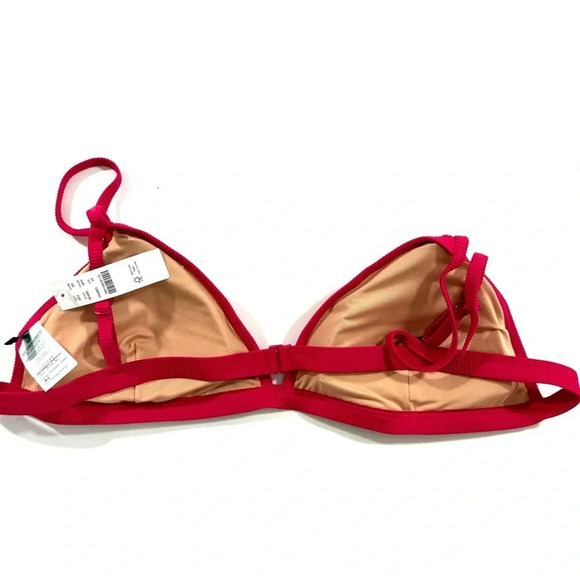 New J Crew Ribbed Triangle Bikini Top Wild Hibiscus BH483 - Picture 4 of 6